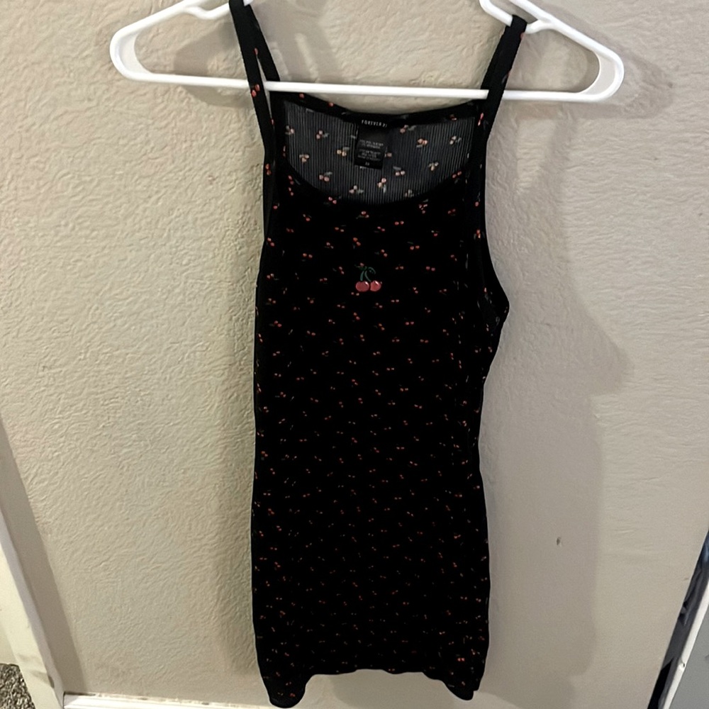 Cherry print mini body con dress